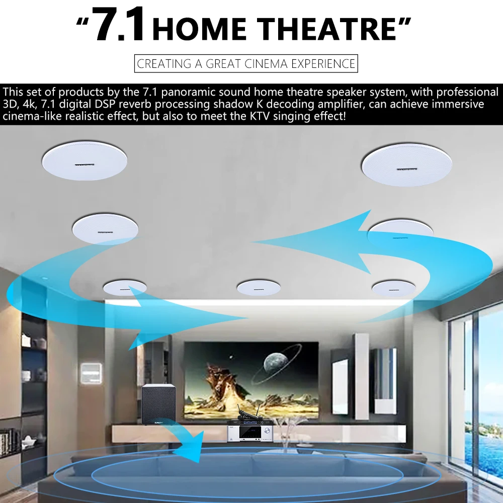 7.1 Home Theater Ceiling Speak - огляд і ціна Audio Music Background